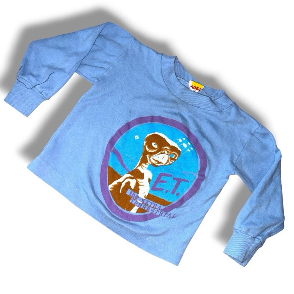 Vintage ET Movie Shirt Long Sleeve Rare Toddler 18M 2T Blue Graphic Crewneck USA